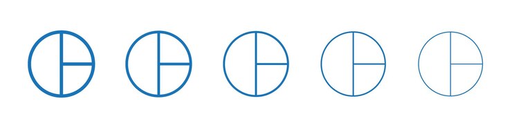 Vector pie chart icon symbol collection thin outline set