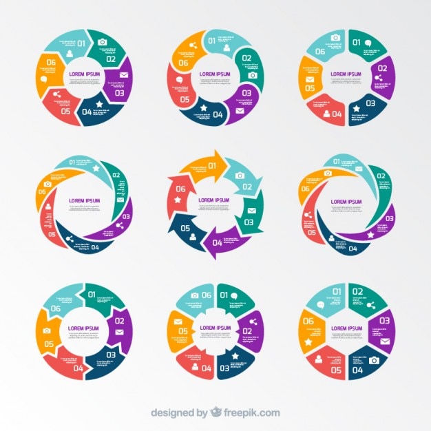 Vettore pie grafici infografica