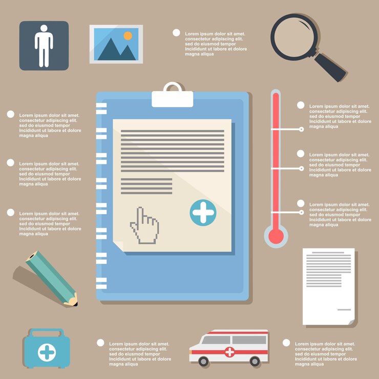 Vector pie charts medicine infographic on flat design