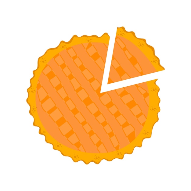 Pie cut top view round pie with a piece vector illustration