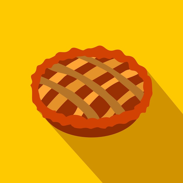 Pie flat icon with shadow on the background