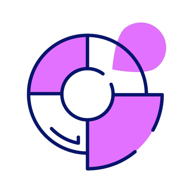Pie grafiek vector ontwerp in moderne stijl geïsoleerd op witte achtergrond