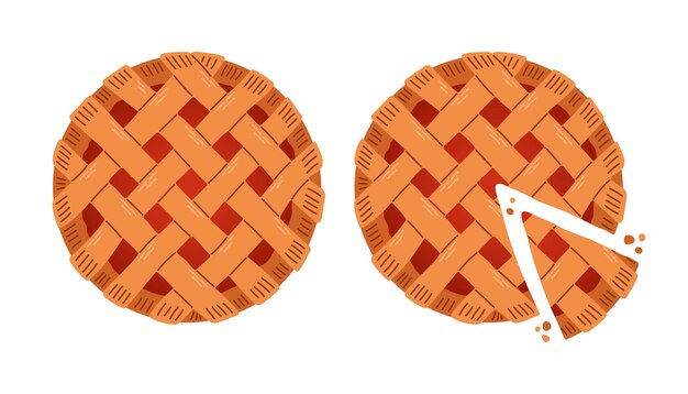 Vector pie top view cooked tasty round food pastry pie desserts exact vector illustrations vector