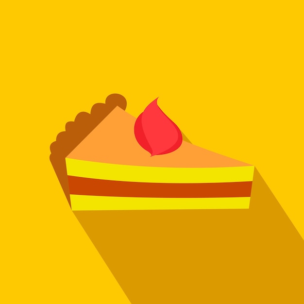 Vector piece of cake flat icon with shadow on the background