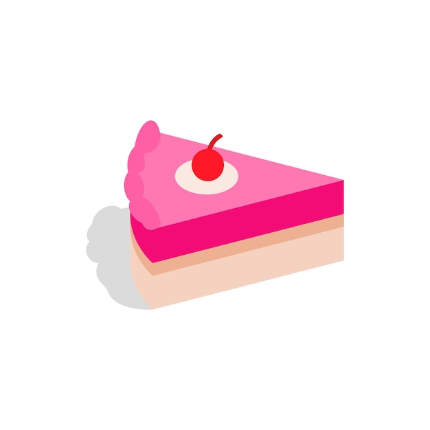 Piece of cake icon in isometric 3d style isolated on white background Recipes and baking symbol