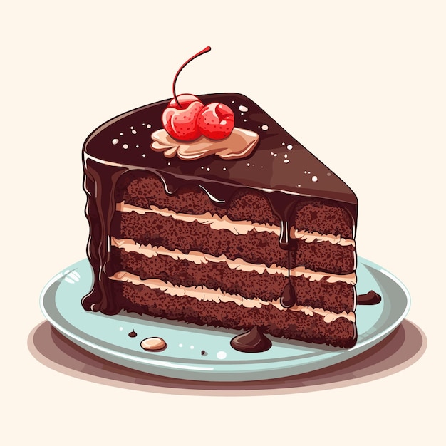 Vector a piece of cake with cherries on it