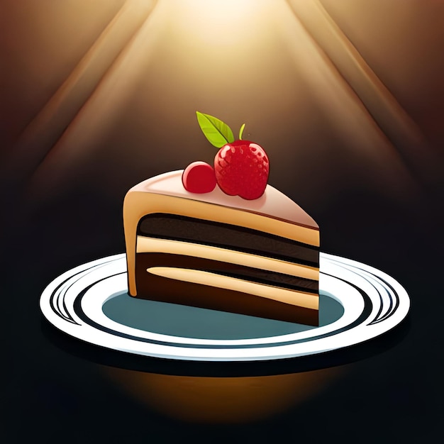 위에 딸기가 올려진 케이크 한 조각.