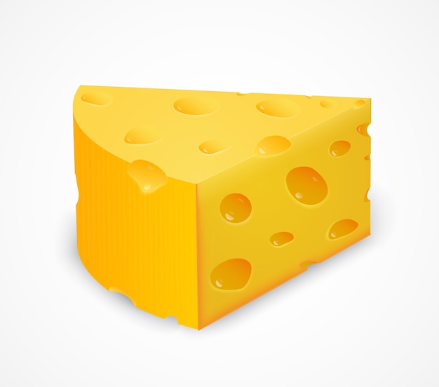 Pezzo di formaggio isolato su bianco