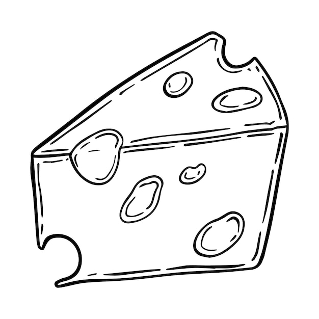 Piece of cheese with holes doodle linear