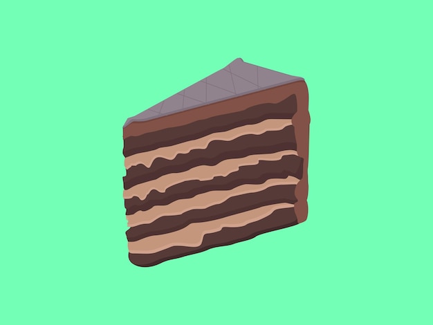 Vector a piece of chocolate cake on a green background