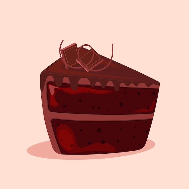 Vector piece of chocolate cake with glaze