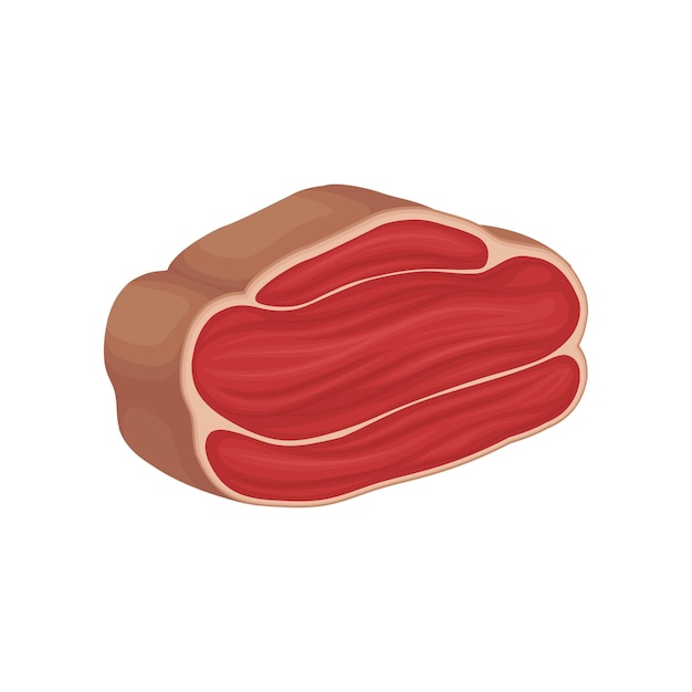 Piece of fresh ham with fat layers Vector illustration on white background