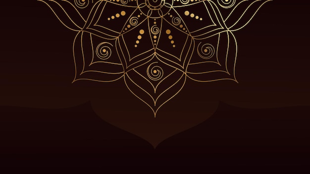 Piece of golden mandala Oriental patterns Dark background