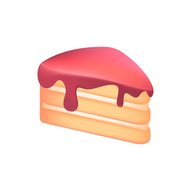 赤いアイシング 3 d イラストレーションとケーキ