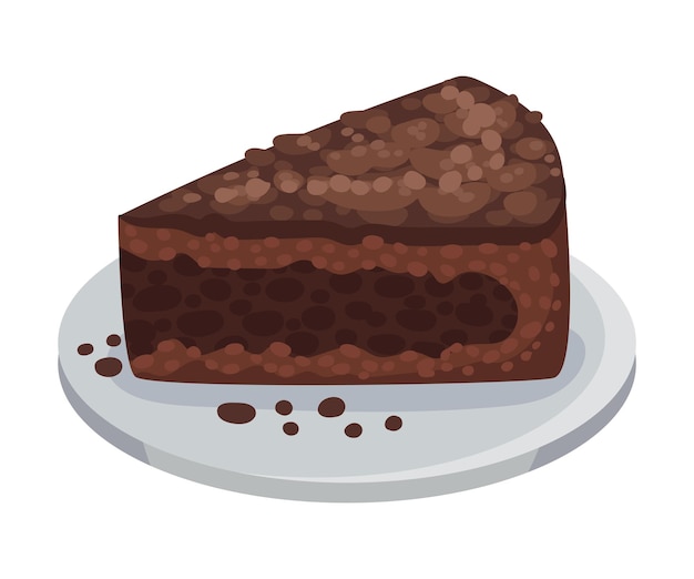 Piece of Chocolate Cake als Italiaanse keuken dessert Vector Illustratie