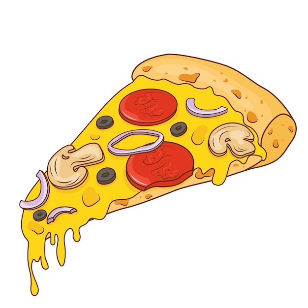 Vector piece of pizza vector flat illustration