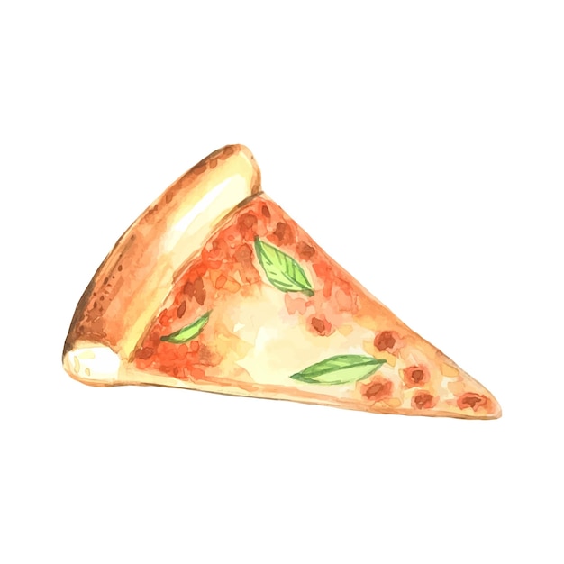 A piece of pizza watercolor illustration