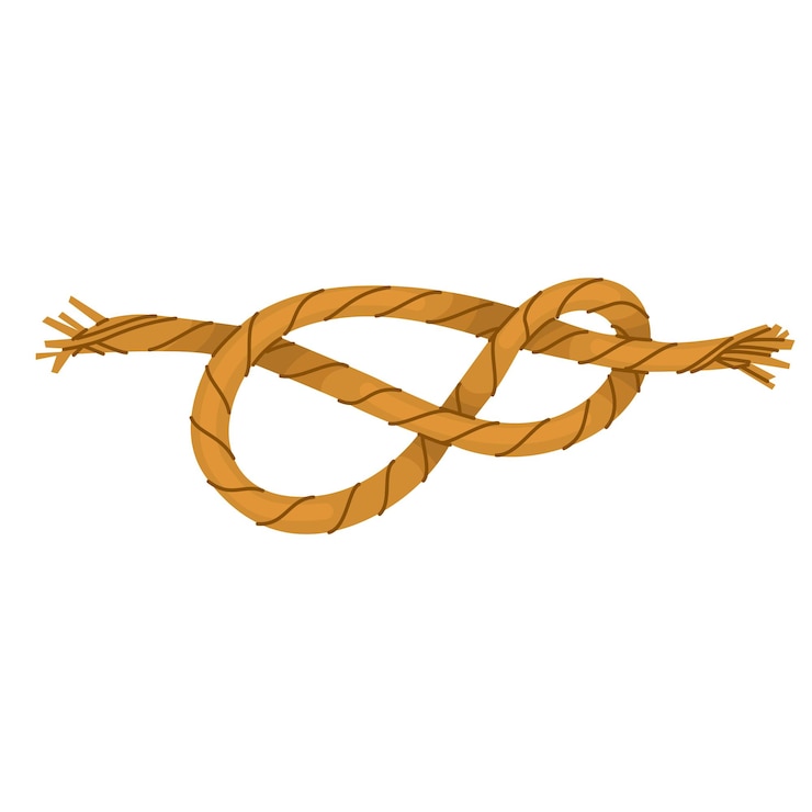 Vector piece of rope tangled in a knot hardware store household and agricultural tools climbing equipment jute for handicrafts vector illustration isolated on transparent background