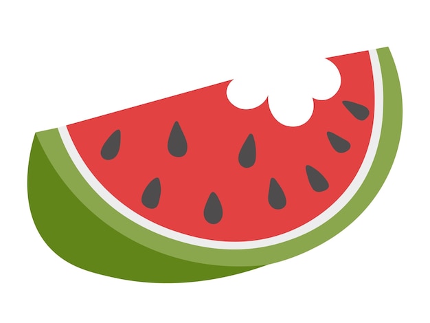 A piece of sweet watermelon. flat doodle clipart. all objects are repainted.