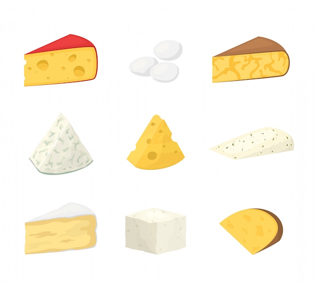 Pieces of cheese isolated on white. 