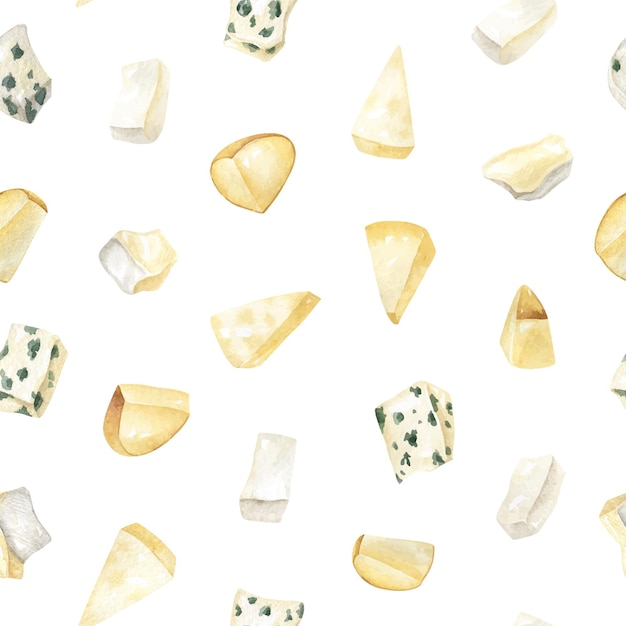 Vector pieces of cheese watercolor seamless pattern vector food texture for fabrics wpappin paper