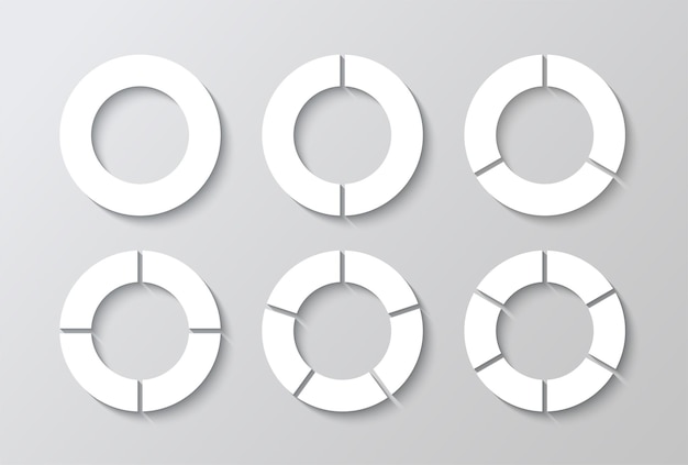 Piechart with segments and slices Round chart Circular structure graph Circle section template