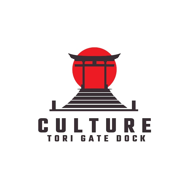 벡터 도리 게이트 전통적인 일본 로고 벡터 아이콘 기호 그림 디자인과 부두 선착장