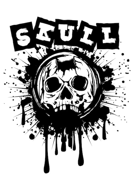 Pierced skull on grunge splash