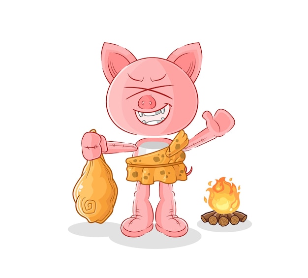 Pig ancient cartoon cartoon mascot vector