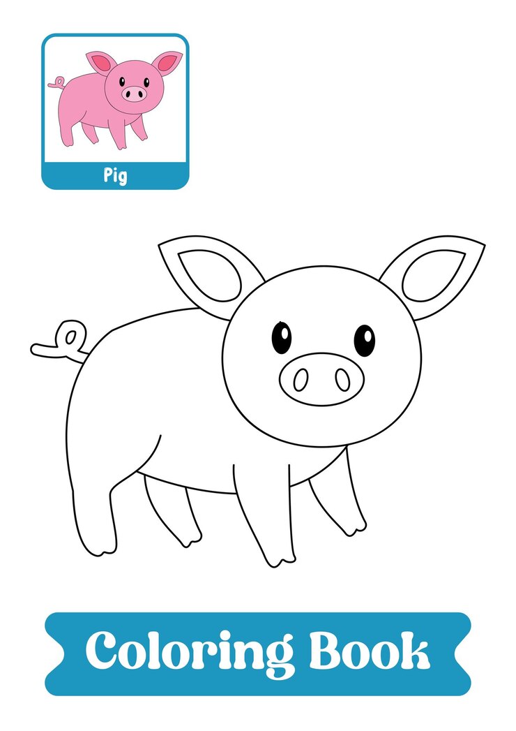 豚の動物のぬりえの本