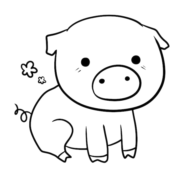 Vector pig cartoon doodle kawaii anime cute coloring page