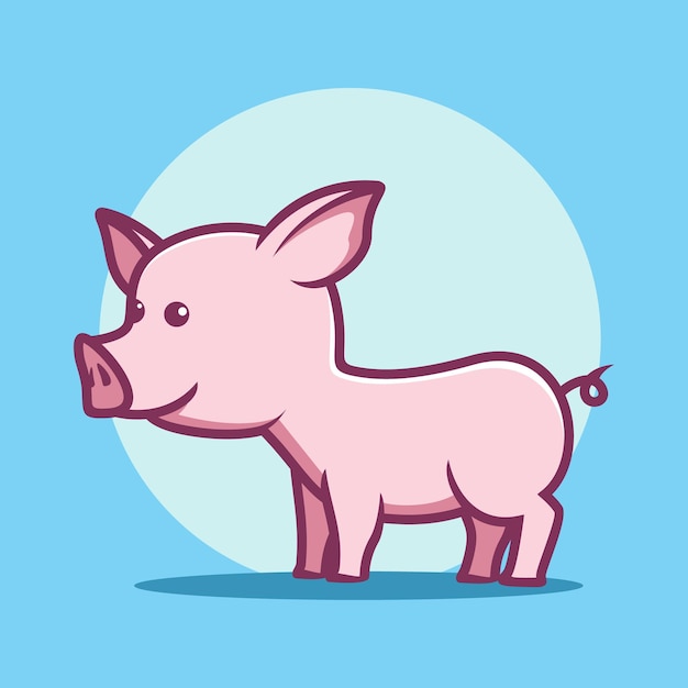 Illustrazione vettoriale dei cartoni animati di maiale cute cartoon pig