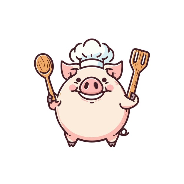 Vector pig character chef ai generated image