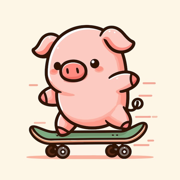 Vector pig character is playing ball with cartoon style and ball mascot concept