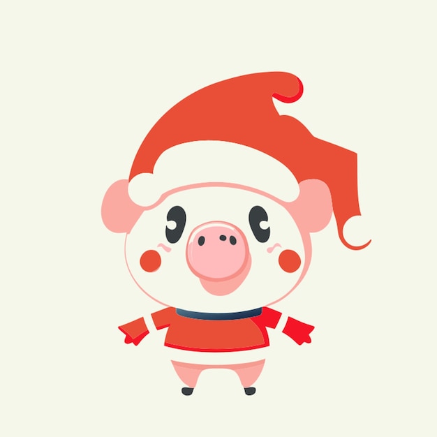 豚のクリスマス文字ベクトル イラスト フラット