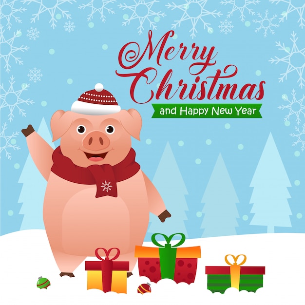 Vector pig christmas