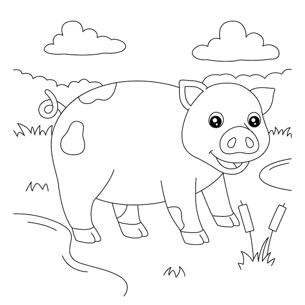 Pig Coloring Page for Kids