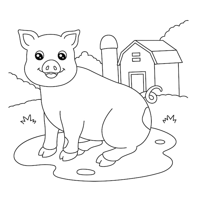 Pig coloring page for kids