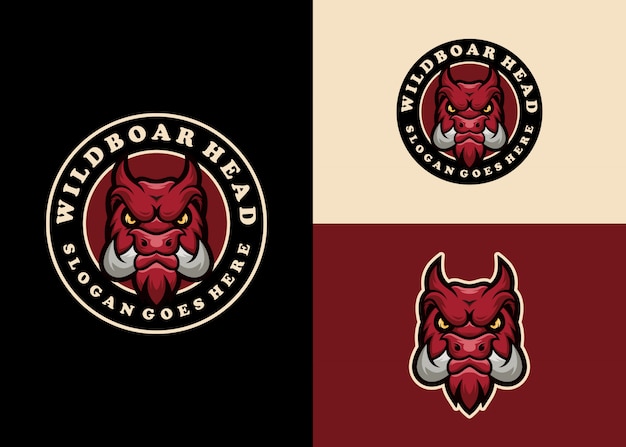 Pig creative mascot emblem modern logo design