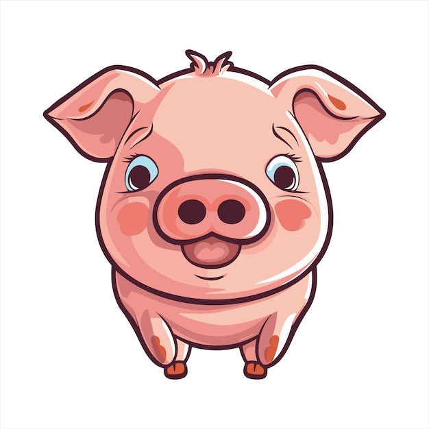 pig Cute Funny Cartoon Kawaii Clipart Colorful Watercolor Animal Pet Sticker Illustration