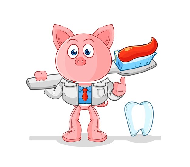 Pig dentist illustration character vector