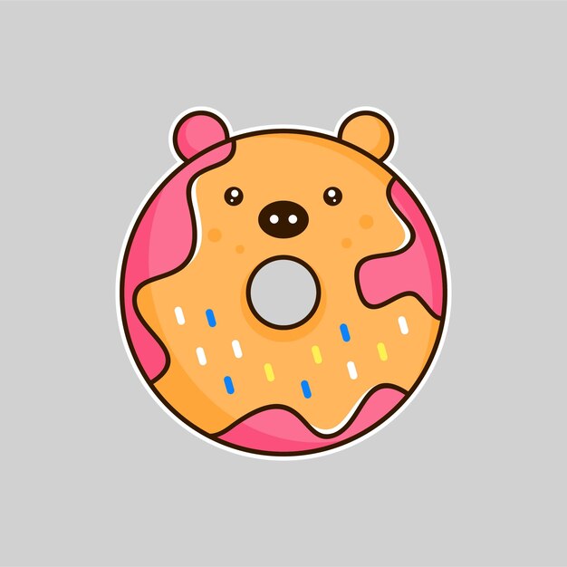 Pig in donut shape mascot logo design vector template