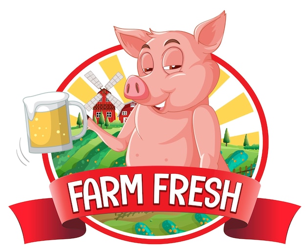 Pig farm fresh logo for pork products