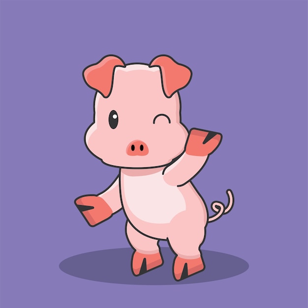 Pig farm pink cartoon character cute icon drawing pet flat vector halal animal piglet piggy icon art