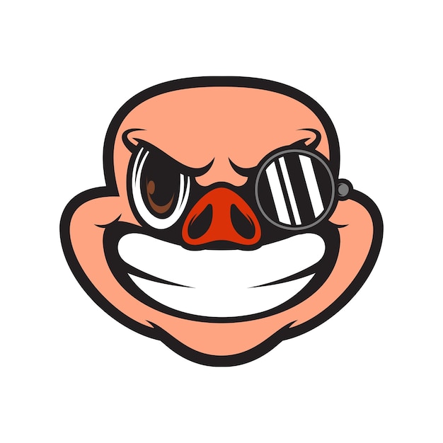 Pig Glasses Mascot Logo Design