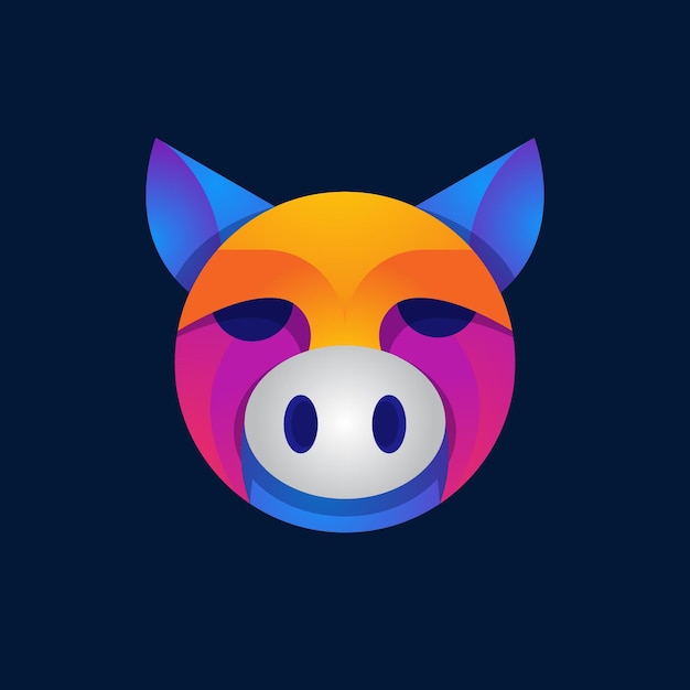 Pig head colorful gradient logo vector