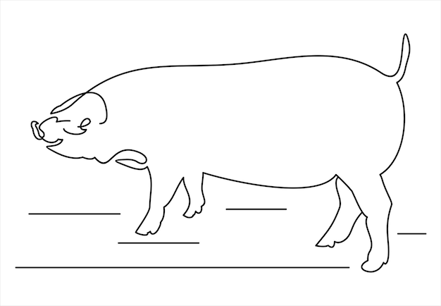 pig icon, piggy silhouette linear sign