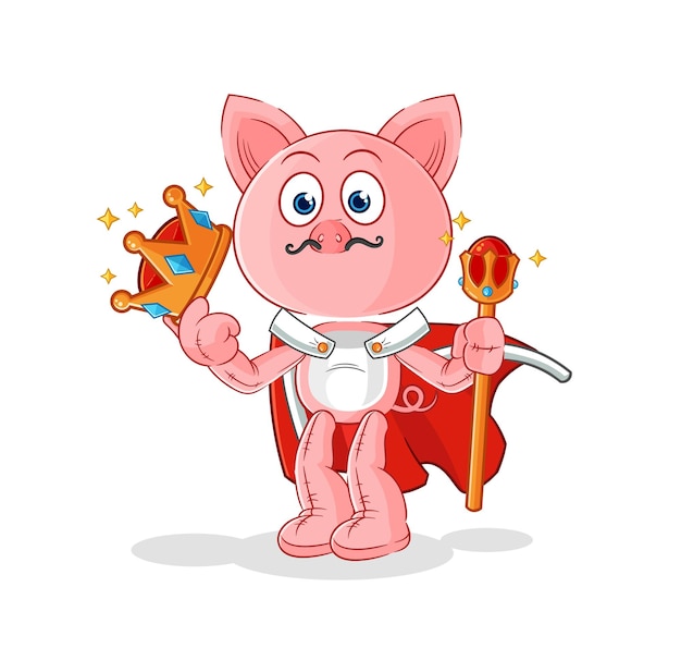 Pig king vector cartoon character