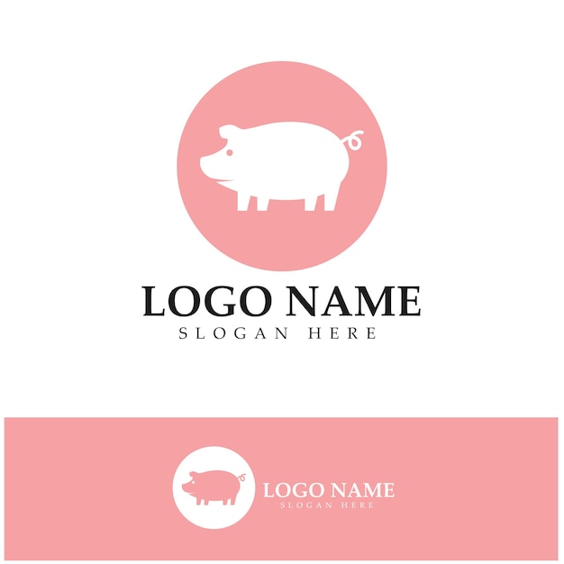 豚のロゴデザインアイコンベクトル
