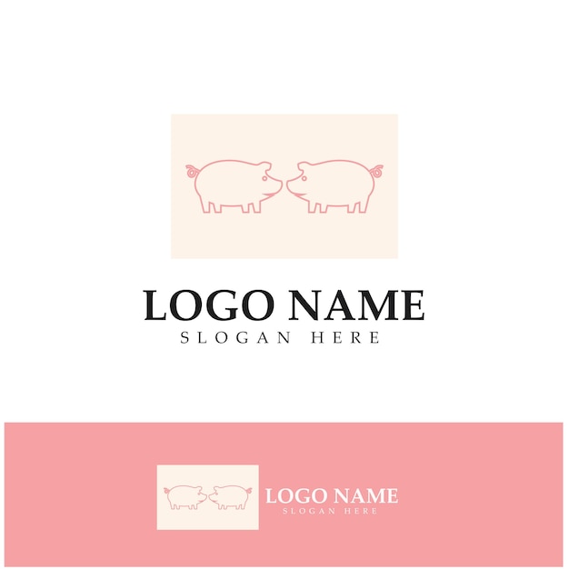 Vector pig logo design icon vector